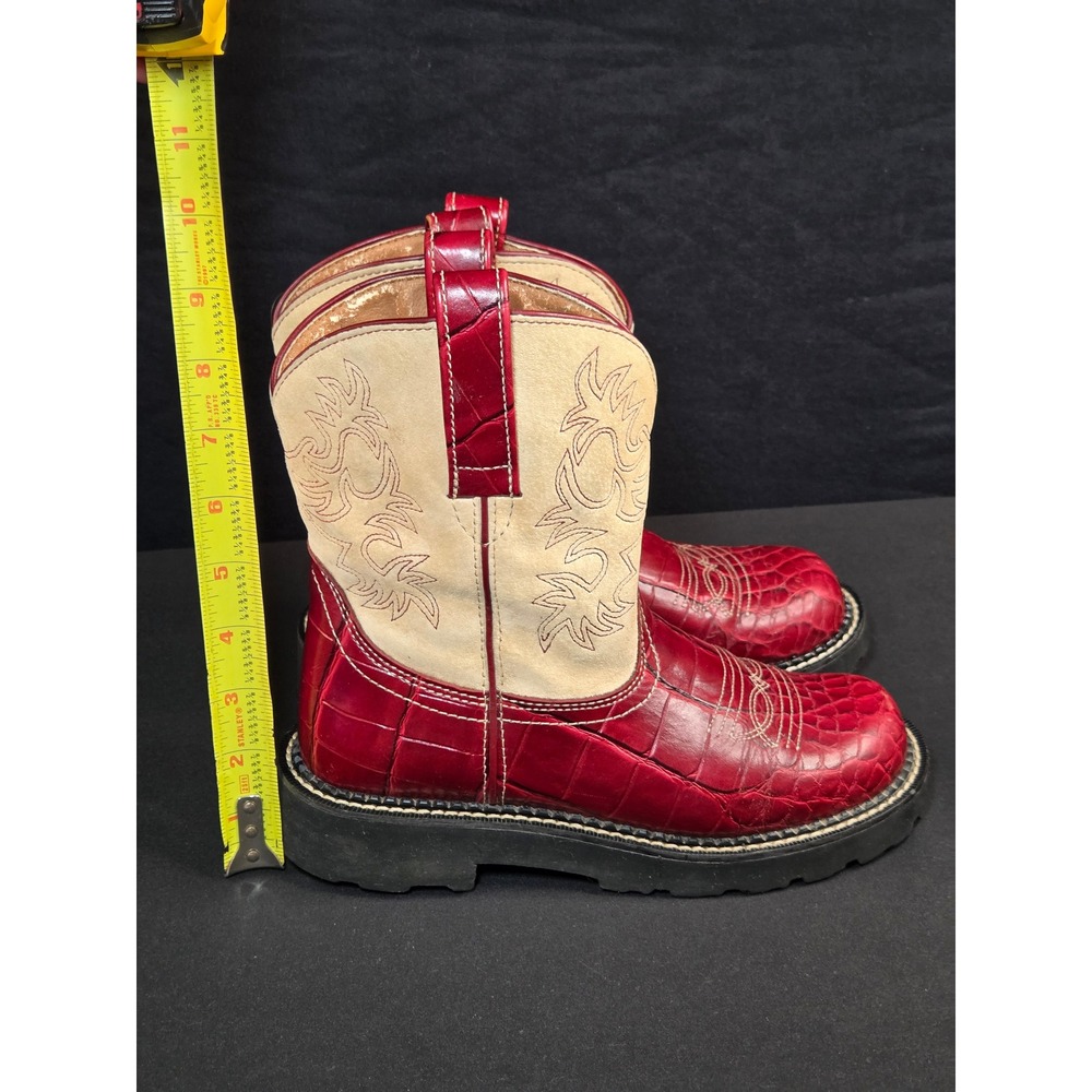 Ariat Fatbaby Red Croc Embossed Leather Western Boho Cowboy Boots  Women's 7 B